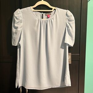 Vince Camuto Light Blue Puff Sleeve Blouse